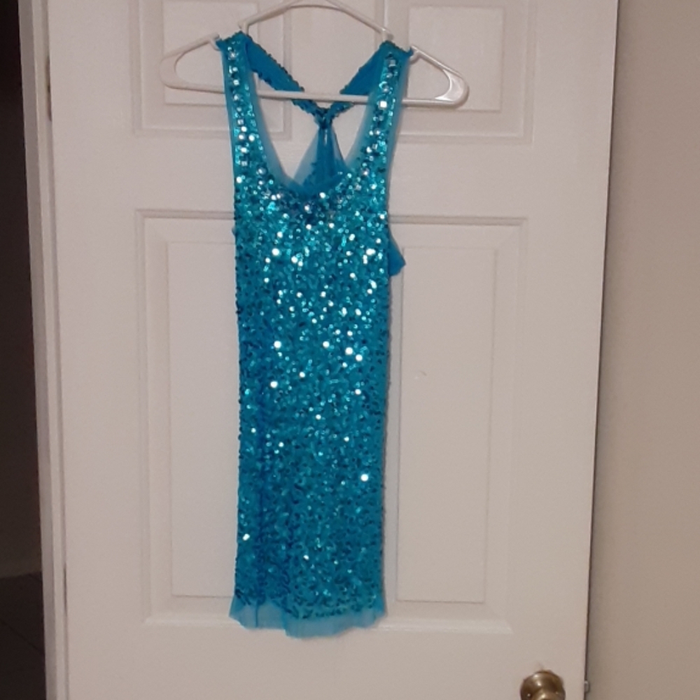 Sequin tank top blue